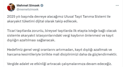 Bakan Şimşek: Akaryakıt istasyonlarındaki vergi kaybı önlenecek