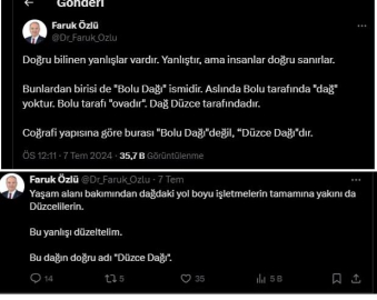 Düzce ve Bolu Belediye başkanları arasında 'Bolu Dağı' tartışması