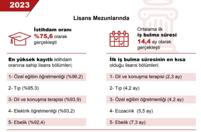 Lisans mezunlarının yüzde 75,6'sı istihdamda